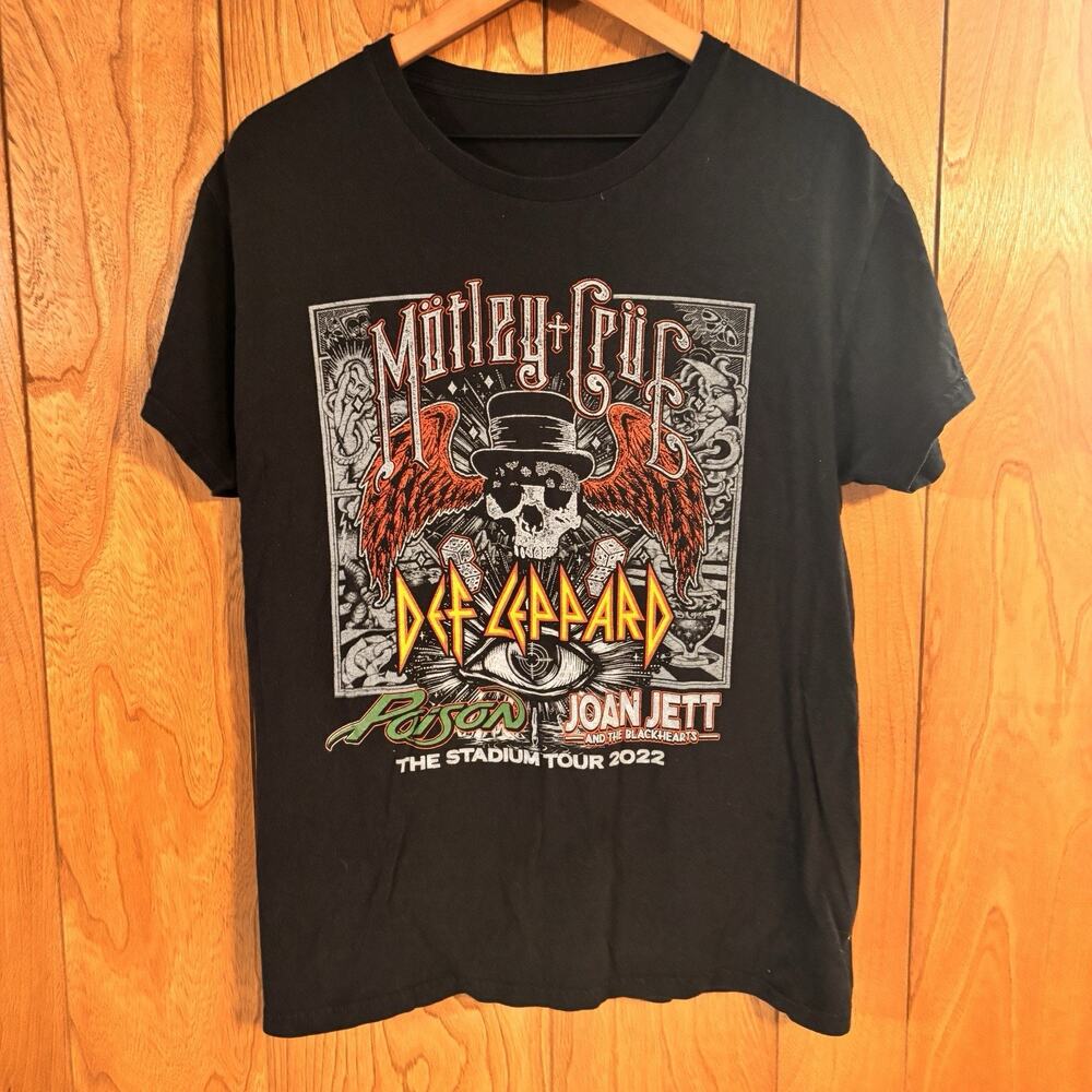 Motley Crue Def Leppard Poison Joan Jett Stadium Tour 2022 T Shirt Large